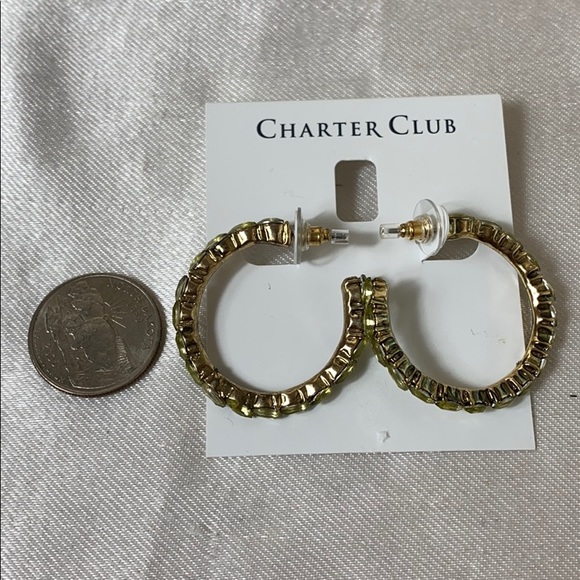 ✅New Charter club green hoop earrings - Picture 2 of 3